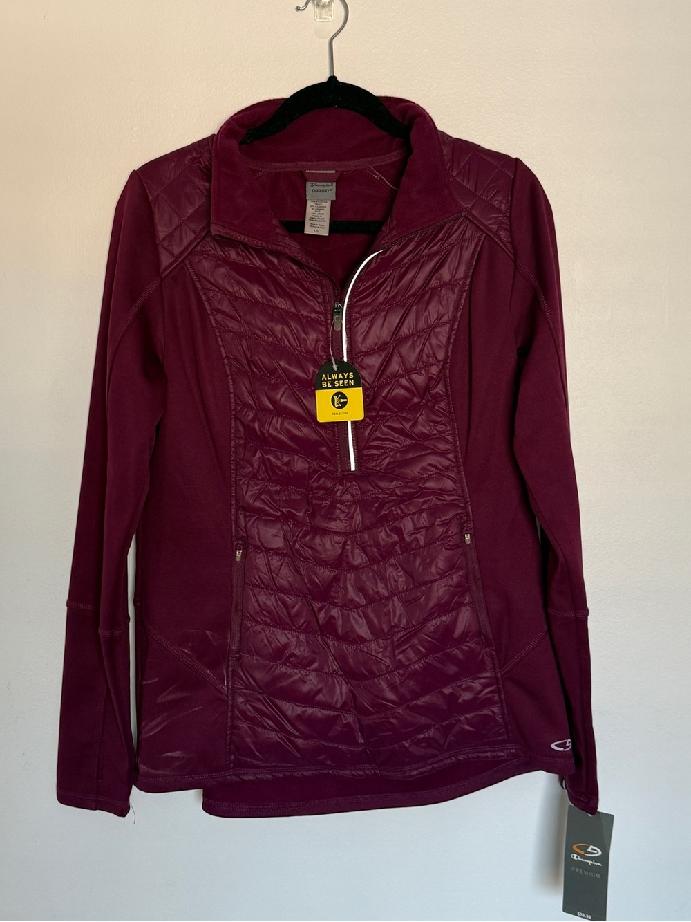 Champion Duo Dry Women's Quilted Half-Zip Jacket in Wine
